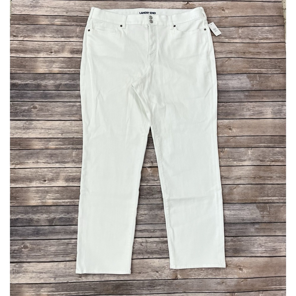 New Lands End Tummy Control Jeans Womens Plus 22W Straight Leg White 32" Inseam‎